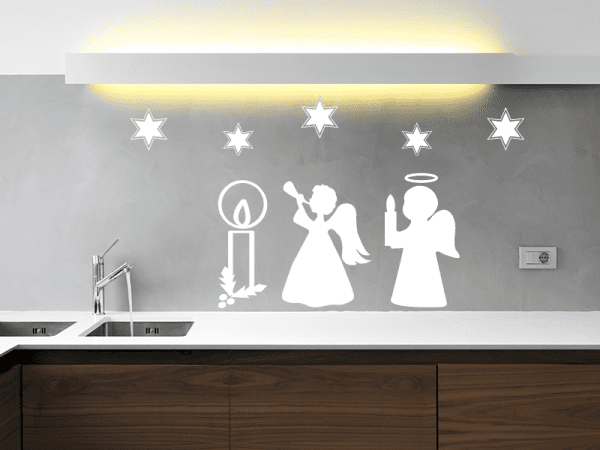 Wandtattoo Engel Weihnachtsset